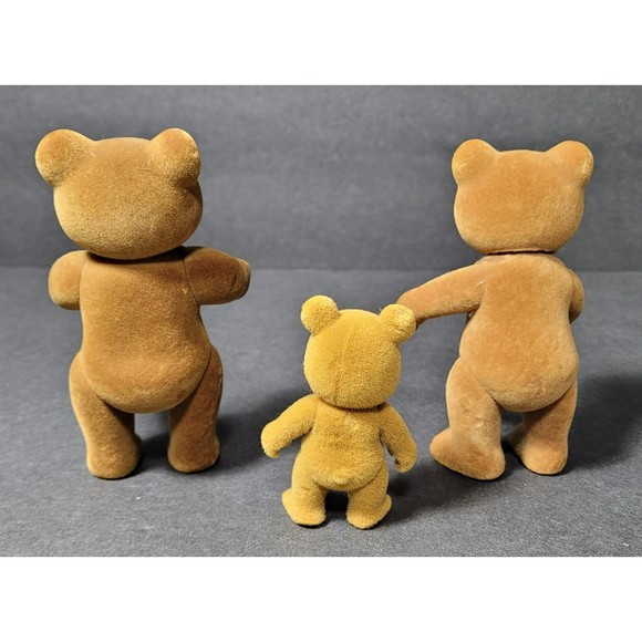 1980s Bear Family Simba Barenwald Baerenwald Calico dad mom baby felt animals - Picture 4 of 7